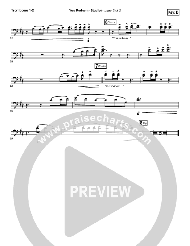 You Redeem (Studio) Trombone 1/2 (Aaron Shust)