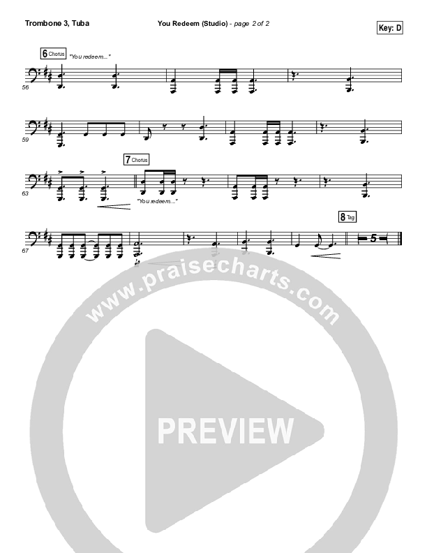 You Redeem (Studio) Trombone 3/Tuba (Aaron Shust)