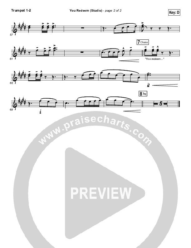 You Redeem (Studio) Trumpet 1,2 (Aaron Shust)