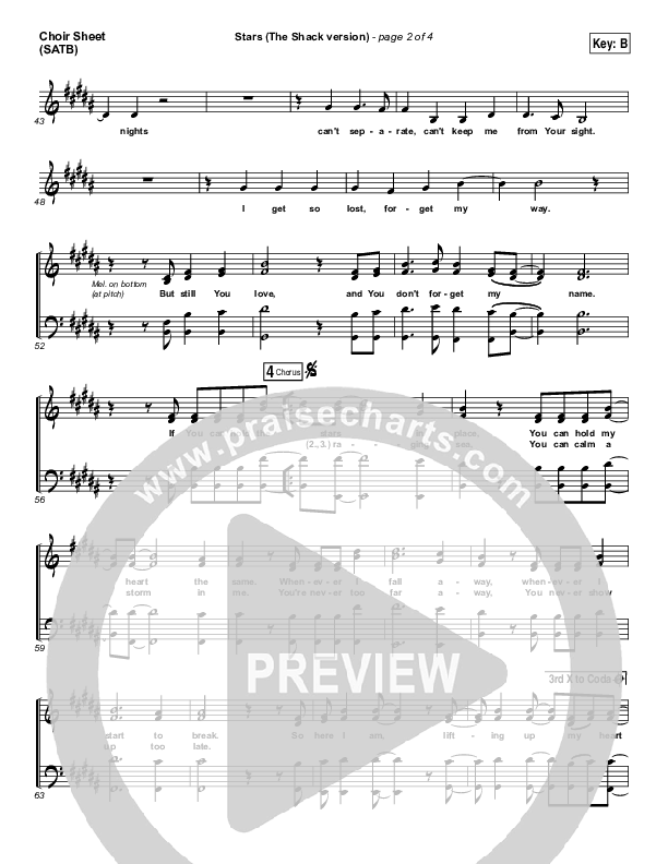 Stars Choir Sheet (SATB) (Print Only) (Skillet)