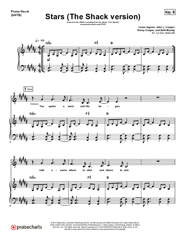 Stars Piano/Vocal (Print Only) (Skillet)