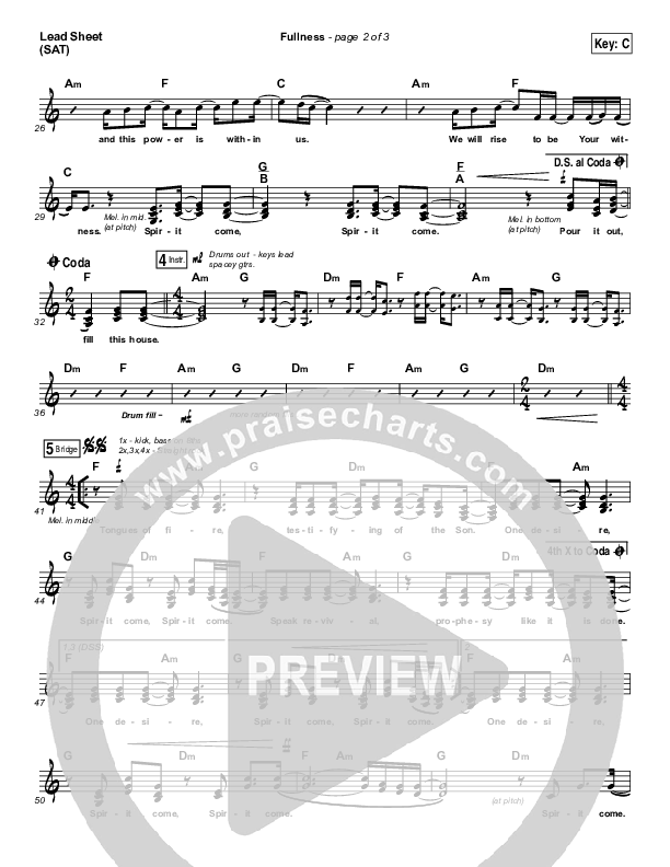 Fullness Lead Sheet (SAT) (Elevation Worship)