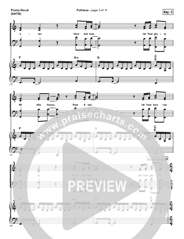 Fullness Piano/Vocal (SATB) (Elevation Worship)