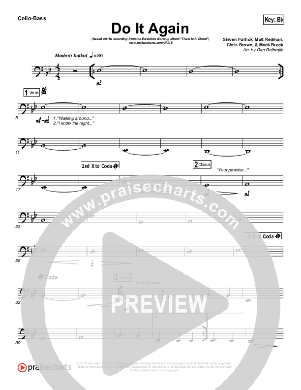 Do It Again Cello/Bass (Elevation Worship)
