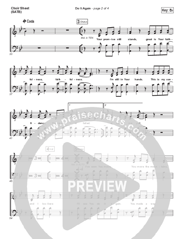 Do It Again Choir Sheet (SATB) (Elevation Worship)