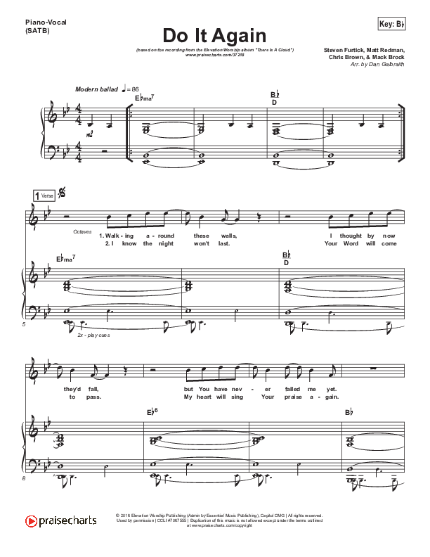 Do It Again Piano/Vocal (SATB) (Elevation Worship)