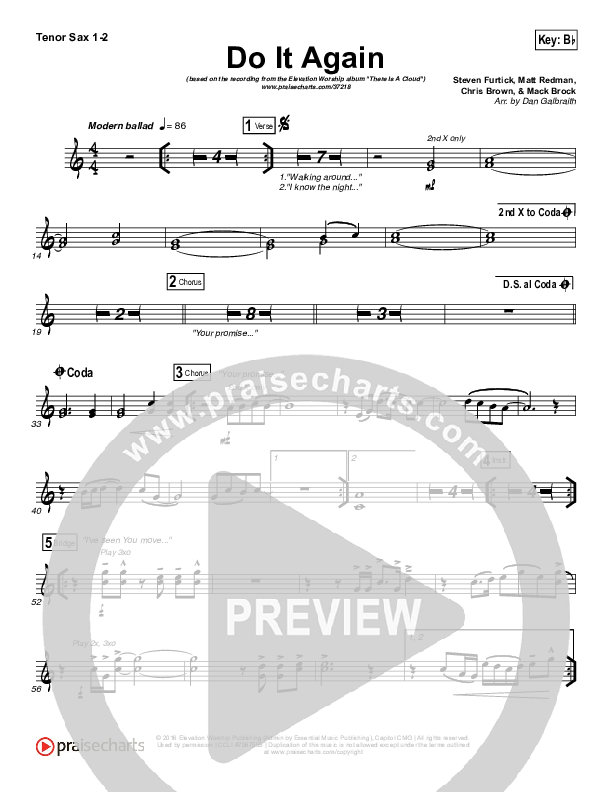 Do It Again Tenor Sax 1/2 (Elevation Worship)
