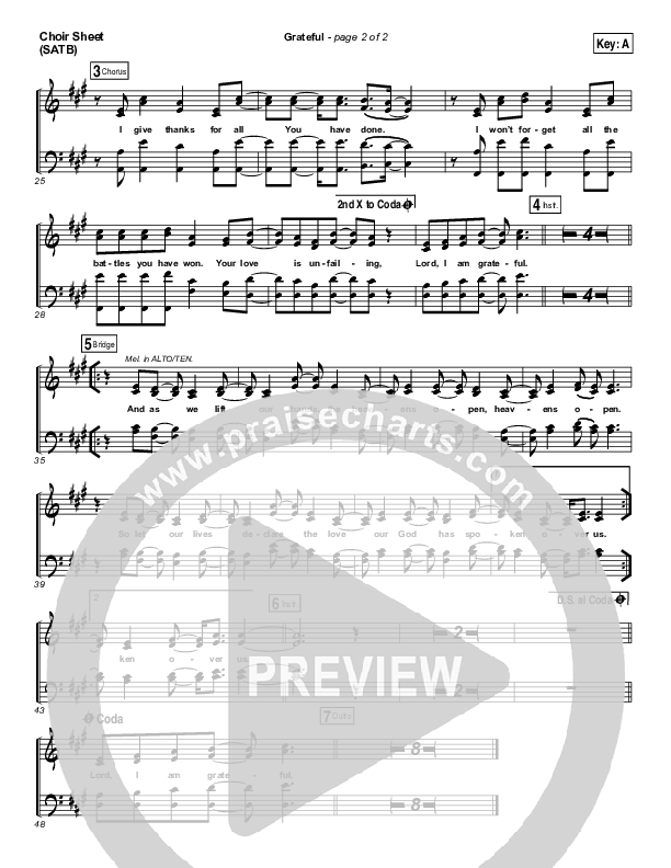 Grateful Choir Sheet (SATB) (Elevation Worship)