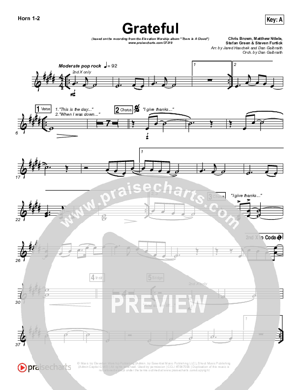 Grateful French Horn 1/2 (Elevation Worship)