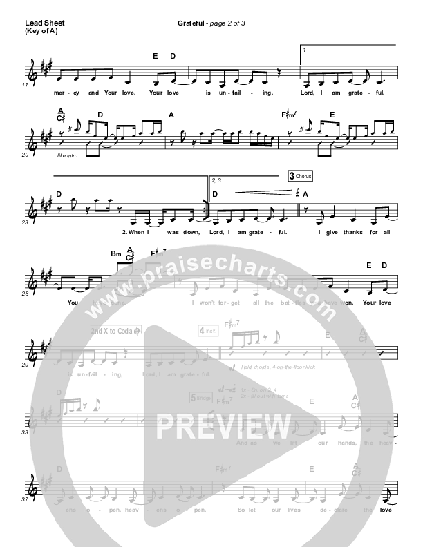 Grateful Lead Sheet (Melody) (Elevation Worship)