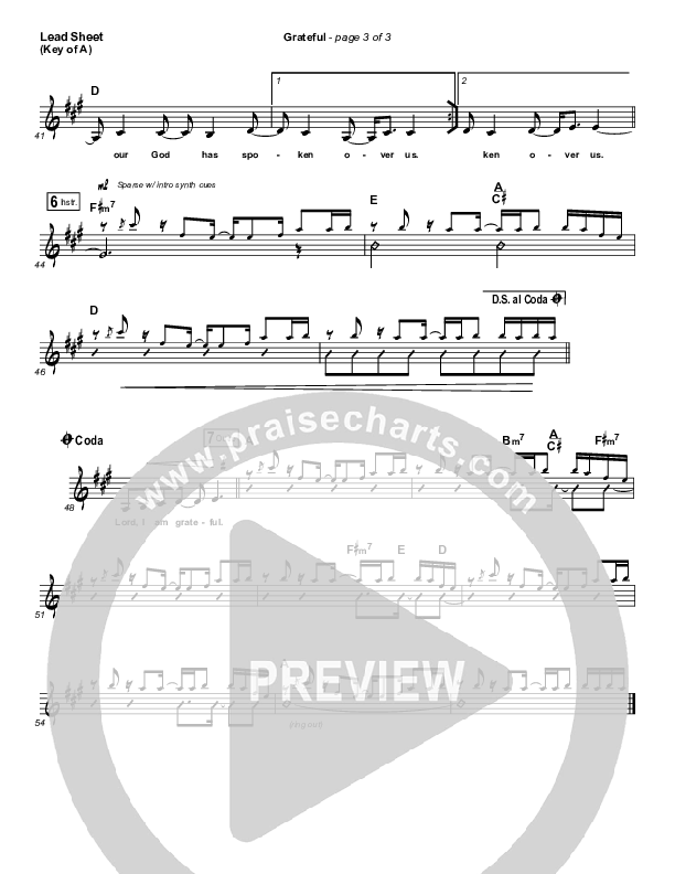 Grateful Lead Sheet (Melody) (Elevation Worship)