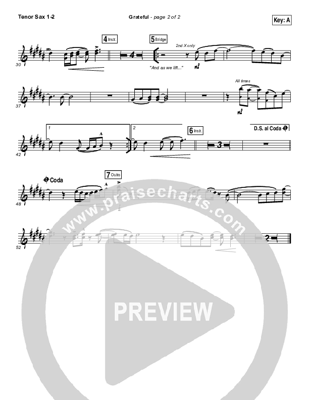 Grateful Tenor Sax 1/2 (Elevation Worship)