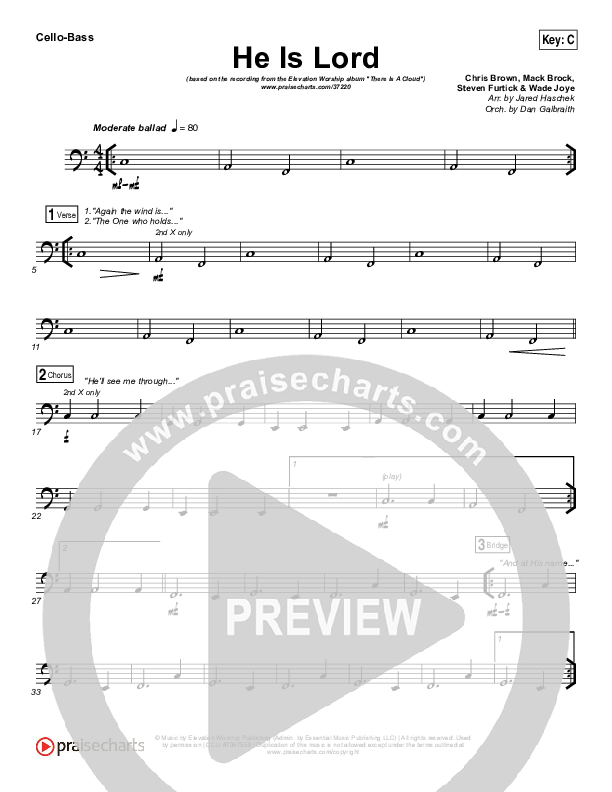 He Is Lord Cello/Bass (Elevation Worship)