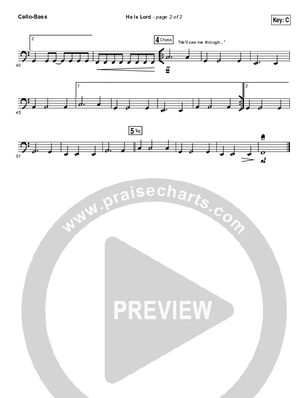 He Is Lord Cello/Bass (Elevation Worship)