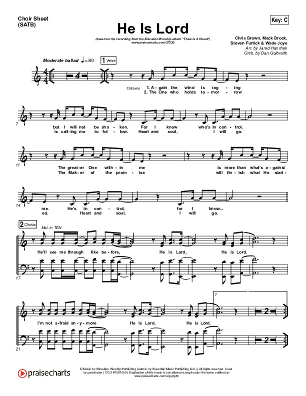 He Is Lord Choir Sheet (SATB) (Elevation Worship)