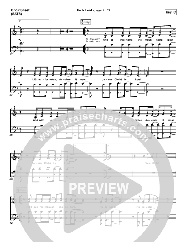 He Is Lord Choir Sheet (SATB) (Elevation Worship)