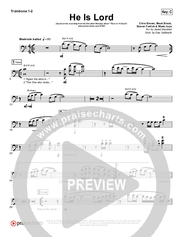 He Is Lord Trombone 1/2 (Elevation Worship)