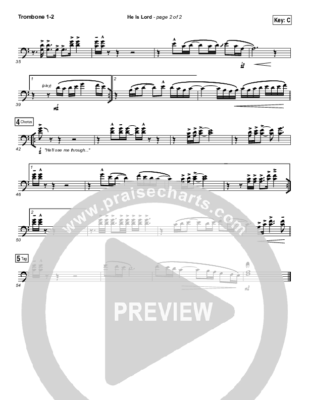 He Is Lord Trombone 1/2 (Elevation Worship)