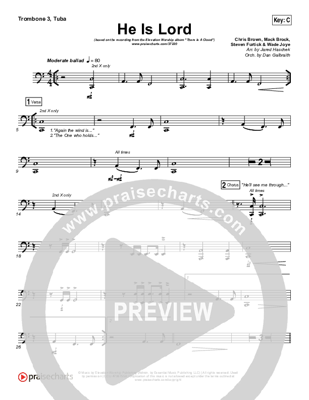 He Is Lord Trombone 3/Tuba (Elevation Worship)