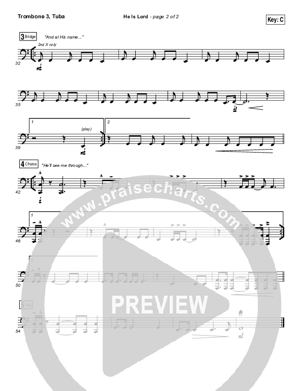 He Is Lord Trombone 3/Tuba (Elevation Worship)