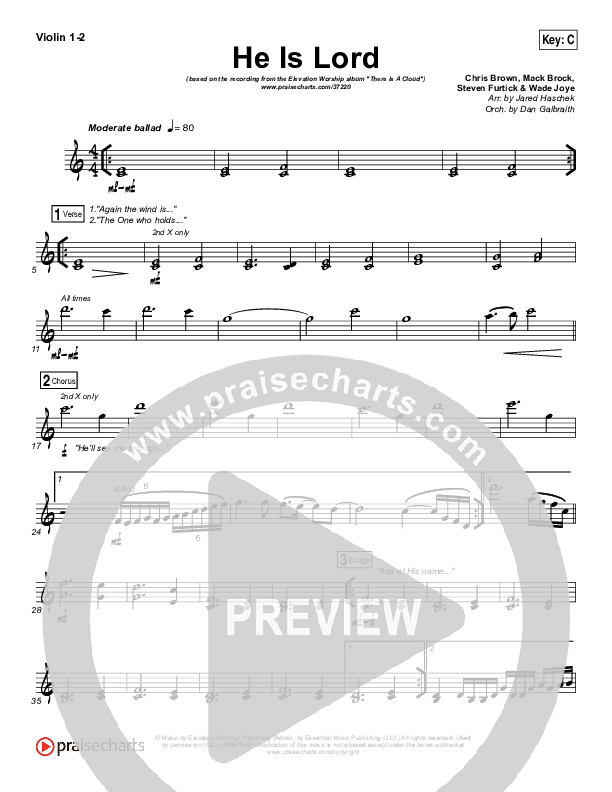 He Is Lord Violin 1/2 (Elevation Worship)