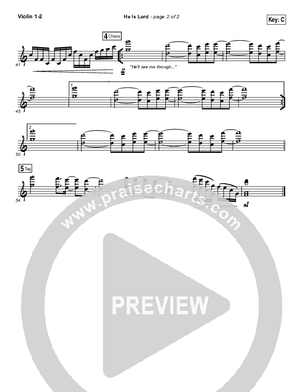 He Is Lord Violin 1/2 (Elevation Worship)