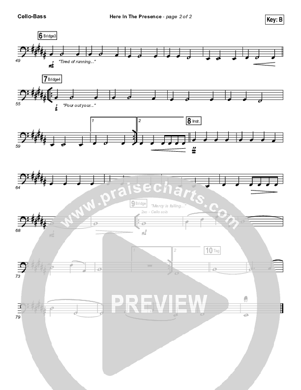 Here In The Presence Cello/Bass (Elevation Worship)