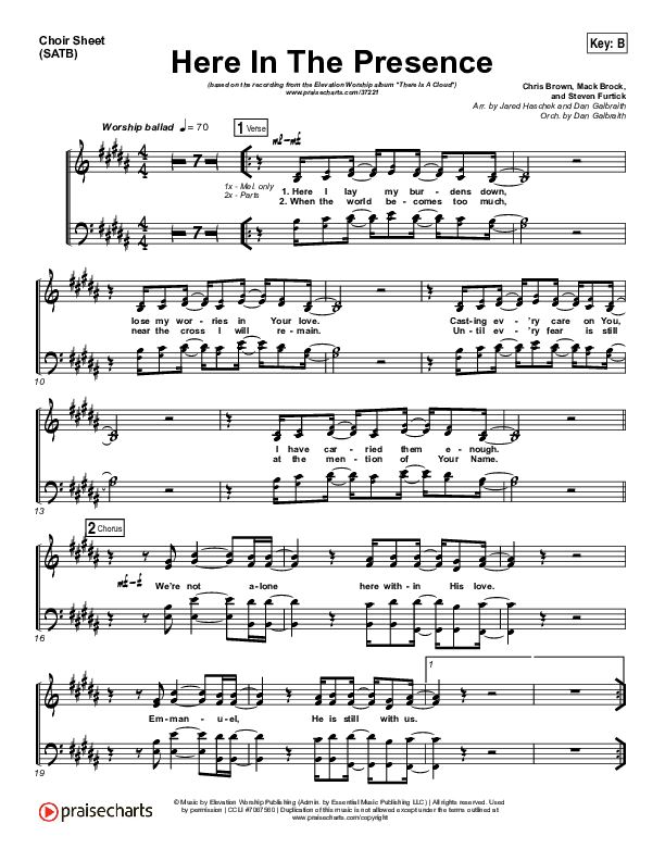 Here In The Presence Choir Vocals (SATB) (Elevation Worship)