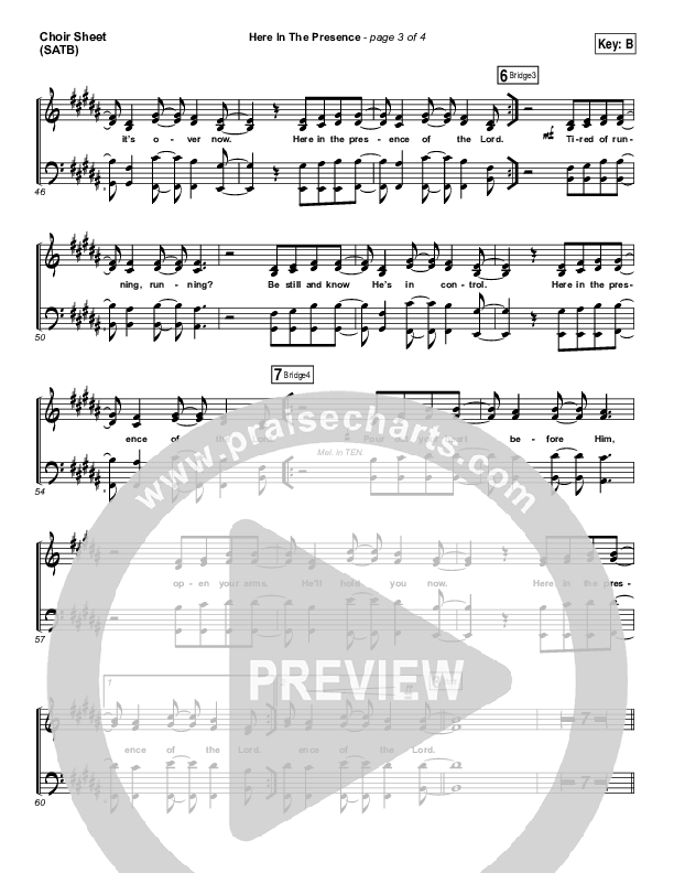 Here In The Presence Choir Sheet (SATB) (Elevation Worship)