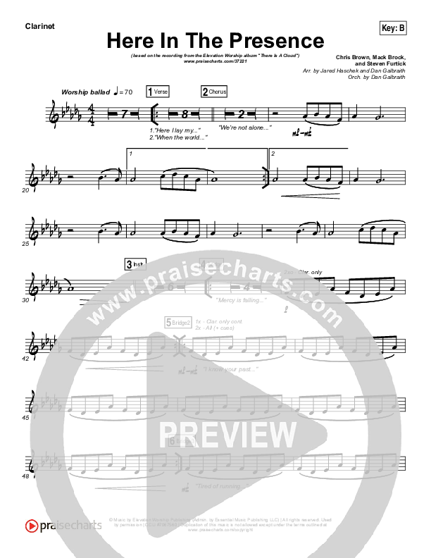 Here In The Presence Clarinet (Elevation Worship)