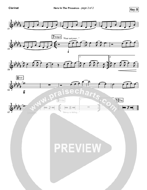 Here In The Presence Clarinet (Elevation Worship)