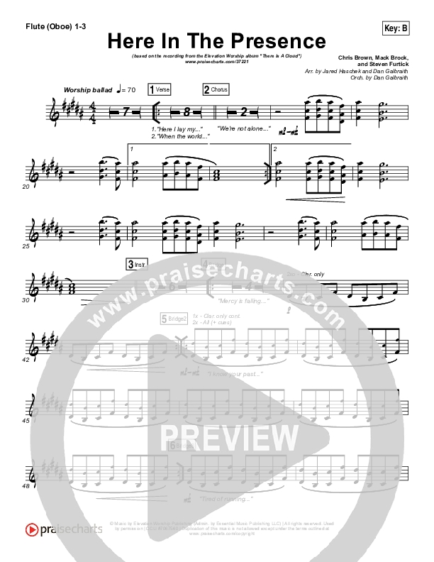 Here In The Presence Flute/Oboe 1/2/3 (Elevation Worship)