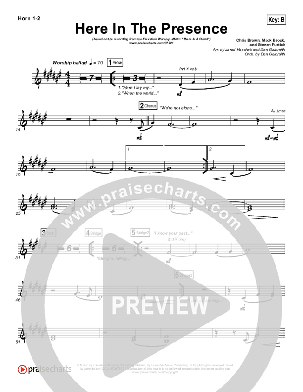 Here In The Presence French Horn 1/2 (Elevation Worship)