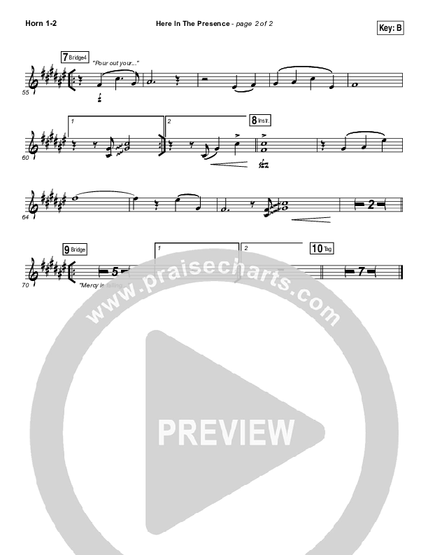 Here In The Presence French Horn 1/2 (Elevation Worship)