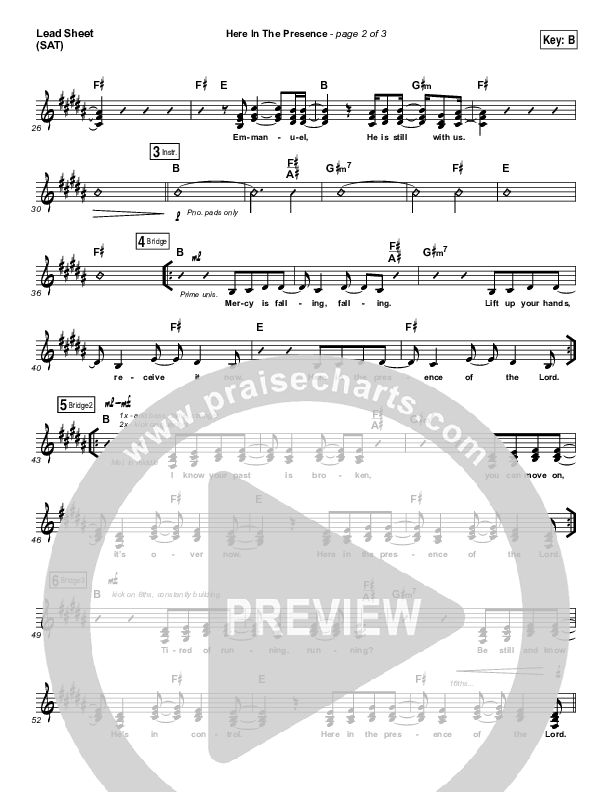 Here In The Presence Lead Sheet (SAT) (Elevation Worship)