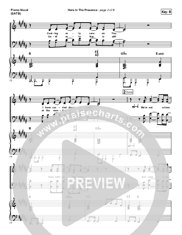 Here In The Presence Piano/Vocal (SATB) (Elevation Worship)