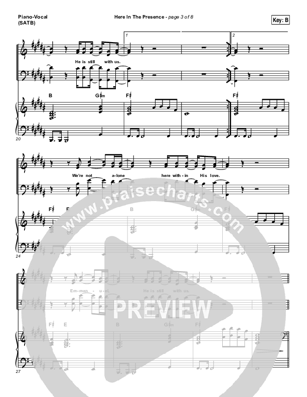 Here In The Presence Piano/Vocal (SATB) (Elevation Worship)