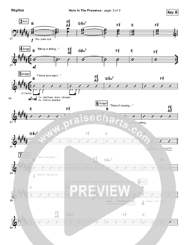 Here In The Presence Rhythm Chart (Elevation Worship)