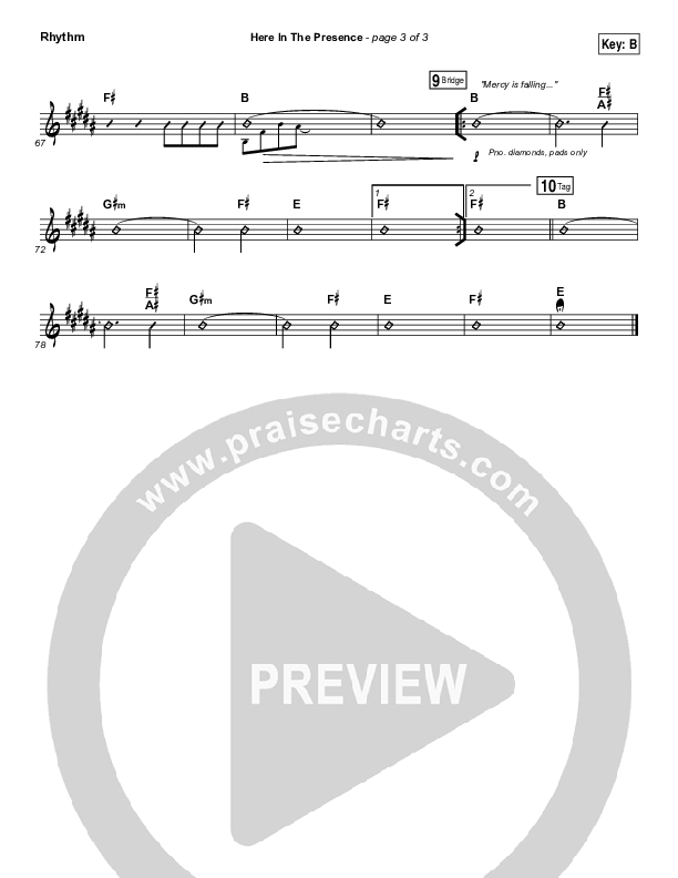 Here In The Presence Rhythm Chart (Elevation Worship)