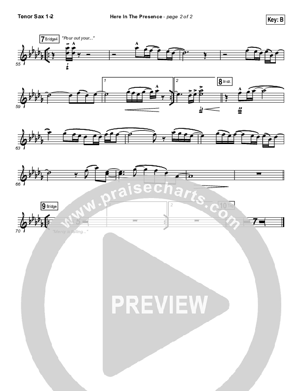 Here In The Presence Tenor Sax 1/2 (Elevation Worship)