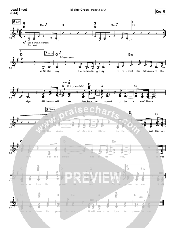 Mighty Cross Lead Sheet (SAT) (Elevation Worship)
