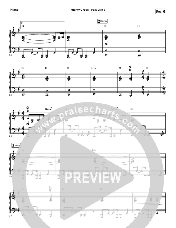Mighty Cross Piano Sheet (Elevation Worship)