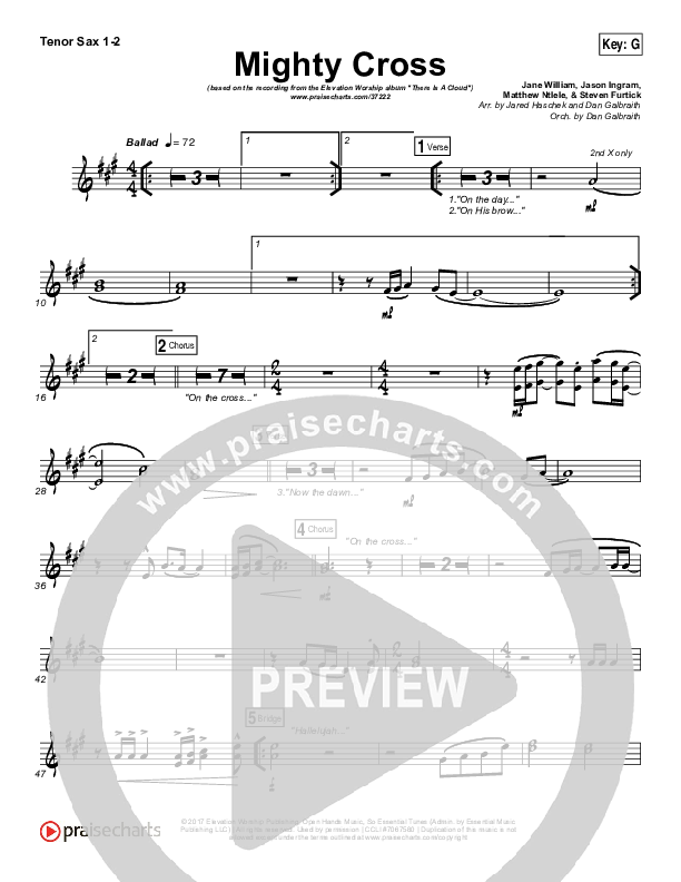 Mighty Cross Tenor Sax 1/2 (Elevation Worship)