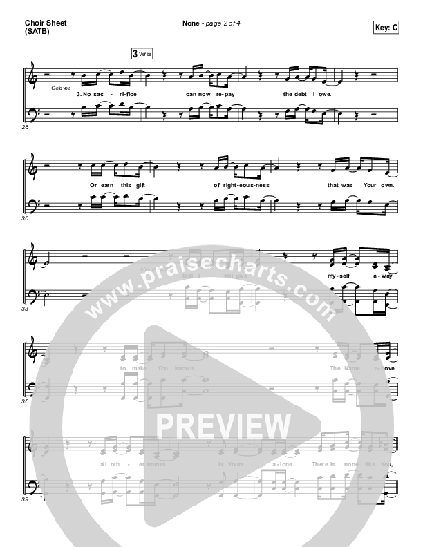 None Choir Sheet (SATB) (Elevation Worship)