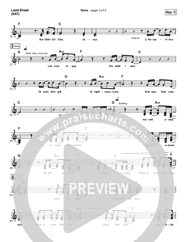 None Lead Sheet (SAT) (Elevation Worship)