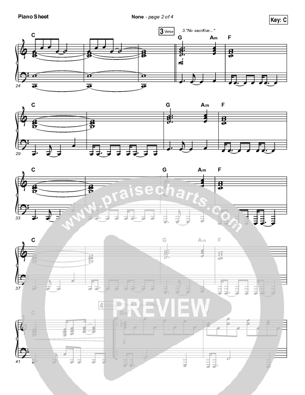 None Piano Sheet (Elevation Worship)