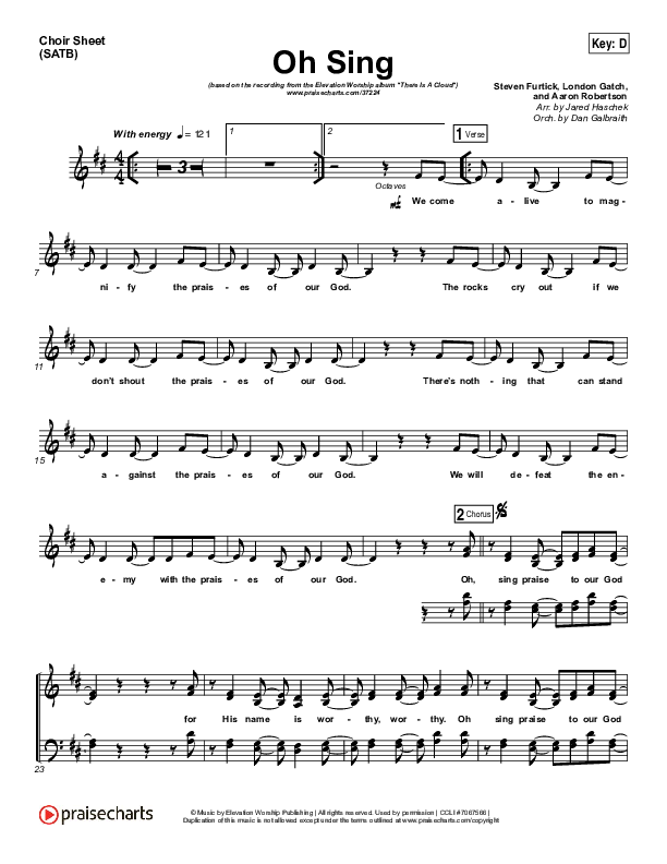 Oh Sing Choir Sheet (SATB) (Elevation Worship)
