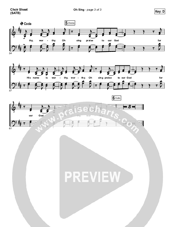 Oh Sing Choir Sheet (SATB) (Elevation Worship)