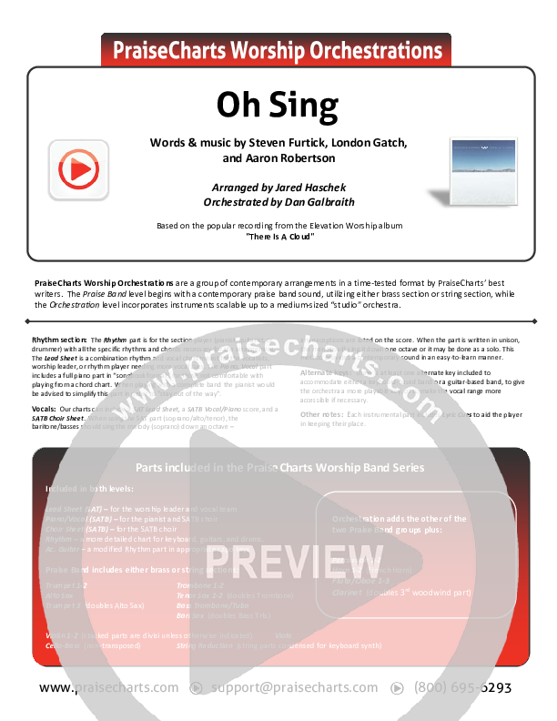 Oh Sing Cover Sheet (Elevation Worship)