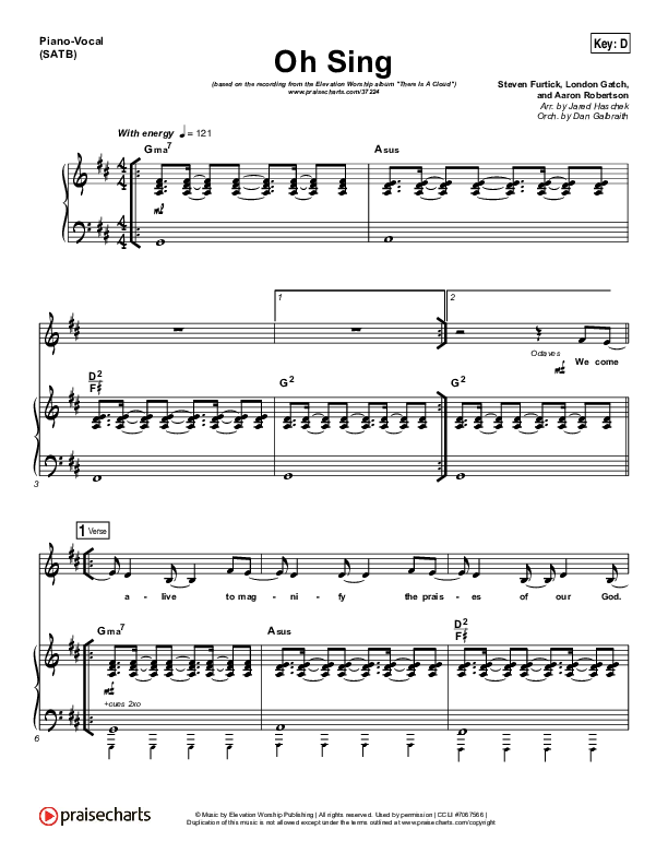 Oh Sing Piano/Vocal (SATB) (Elevation Worship)